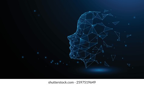 Face human technology graphic design background. Face human illustration. Vector Abstract technology circuit lines. Technology vector background.Eps10 vector illustration.