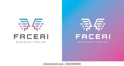 face human technology logo design