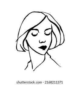 Face of human. Woman line art