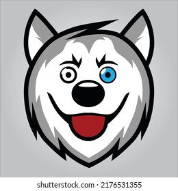 Face of husky. Created in Illustrator. This image for design logo or ohter illustration. 