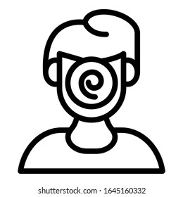 Icono de hipnosis facial. Icono del vector de hipnosis de la cara de esquema para el diseño web aislado en fondo blanco