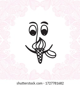 Face and ice cream. Vector illustration