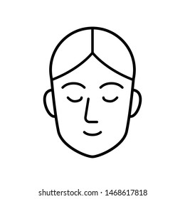Face icon with closed eyes. Abstract beauty sleep logotype.