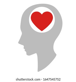 Face icon. Color flat vector illustration. Symbol of heart, love.