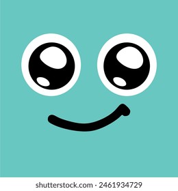 face icon with expression tongue lick mouth eyes, on green background, tasty emoji, vector cartoon line style
