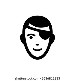 Face Icon with Eye Patch, Representing Eye Injury or Surgery