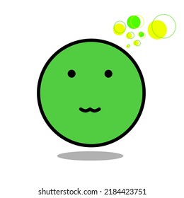 face icon with green color and shadow on white background, face icon 