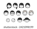 face icon illustration material of various people