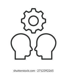 Cara a cara icono en el diseño de línea. cara a cara, comunicación, diálogo, interacción, intercambio, trabajo en equipo, relación en el Vector de fondo blanco. cara a cara icono de trazo editable
