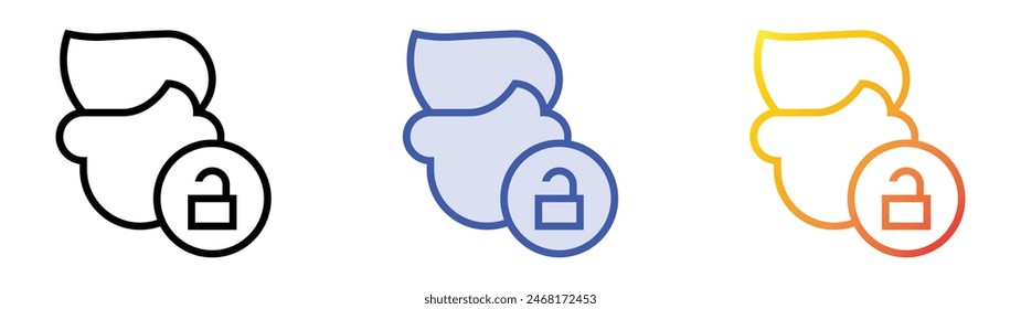 face icon. Linear, Blue Fill and Gradient Style Design Isolated On White Background