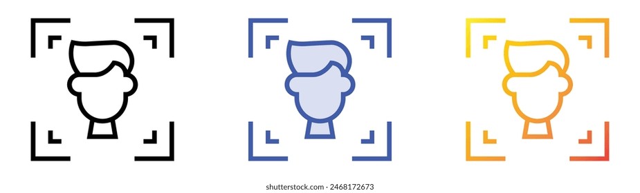 face icon. Linear, Blue Fill and Gradient Style Design Isolated On White Background