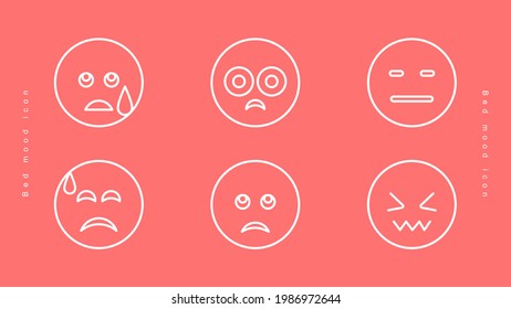 face icon is not enthusiastic, angry, tired, sad, and crying.