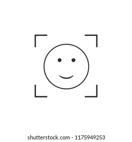 Face icon scanning. Facial recognition system, simple smile icon