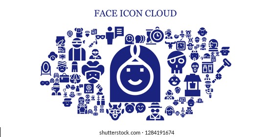  face icon set. 93 filled face icons. Simple modern icons about  - Arab woman, Clocks, Koala, User, Heads, Clock, Happy, Invisible man, Teddy bear, Hannya, Mask, Time, Emotions