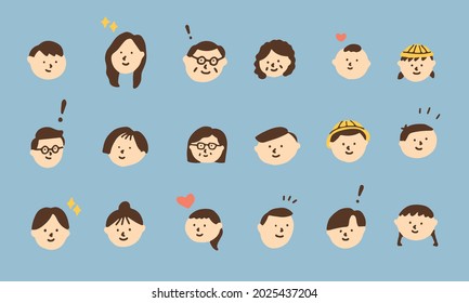 Face Icon set of smiling family