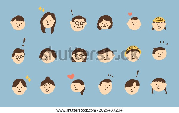 Face Icon set of smiling\
family