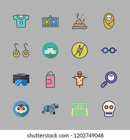 face icon set. vector set about scarecrow, deodorant, baby and shorts icons set.