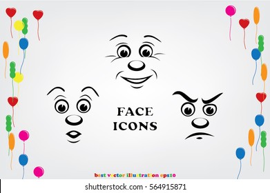 face icon vector EPS 10, abstract sign portrait  flat design,  illustration modern isolated badge for website or app - stock info graphics.