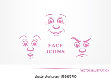 face icon vector EPS 10, abstract sign portrait  flat design,  illustration modern isolated badge for website or app - stock info graphics