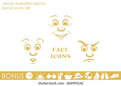 face icon vector EPS 10, abstract sign portrait  flat design,  illustration modern isolated badge for website or app - stock info graphics