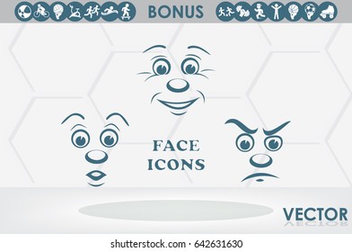 face icon vector EPS 10, abstract sign portrait  flat design,  illustration modern isolated badge for website or app - stock info graphics