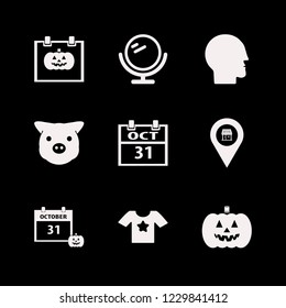 face icon. face vector icons set piggy face, human head, pumpkin and halloween date on calendar