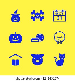 face icon. face vector icons set pumpkin, cosmetic cream, sheep and pumpkin witch hat