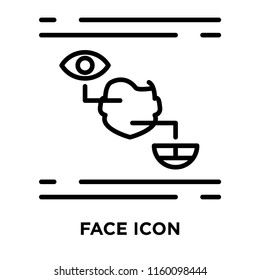 Face icon vector isolated on white background, Face transparent sign , line symbol or linear element design in outline style