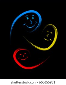 face icons in abstract drawing style, concept of people diversity in the world       