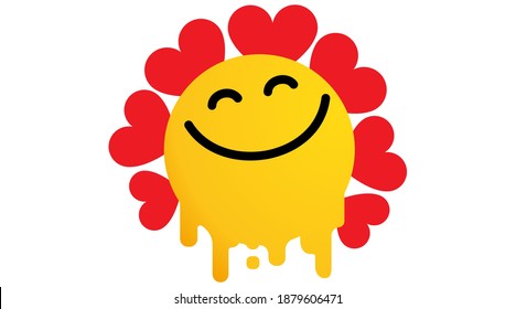 Face icons Emoji, heart emotions. Care. User experience happy. Love eyes emoticons.Vector Isolated flat illustration