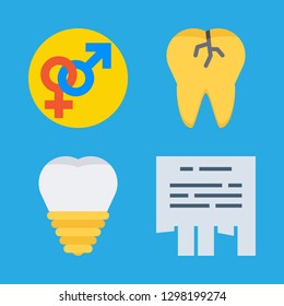 face icons set with tooth, broken tooth and advert vector set