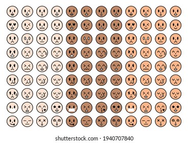Face icons set. Vector illustration. Various facial expressions.