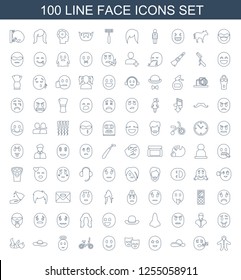 face icons. Trendy 100 face icons. Contain icons such as baby, sleeping emot, woman hat, happe emoji with star eyes, mask, smiling emot, child bicycle. face icon for web and mobile.