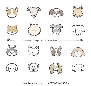 Face icons of various dog breeds.