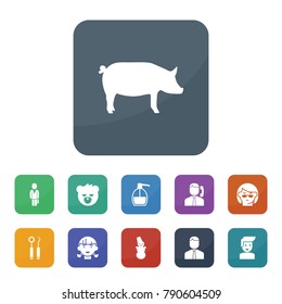 Face icons. vector collection filled face icons such as pig, liquid soap, call center, businessman, snowman, grandmother, girl, bear, boy