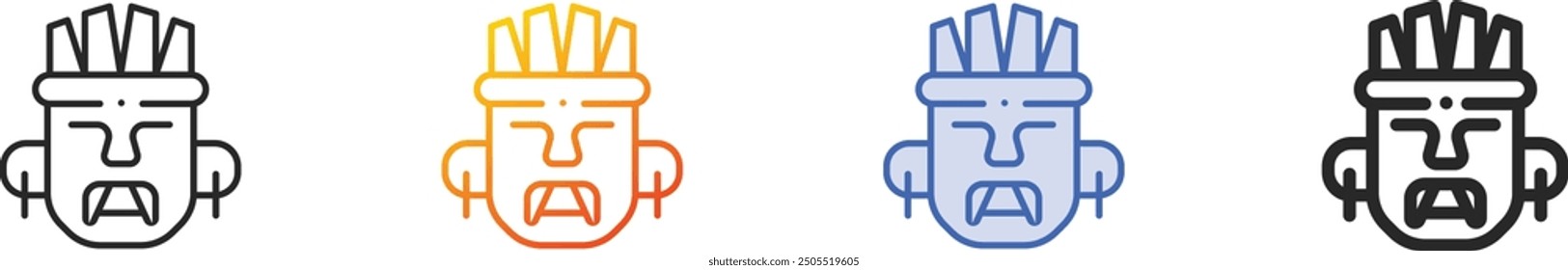 face icon.Thin Linear, Gradient, Blue Stroke and bold Style Design Isolated On White Background