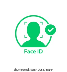 face id approved green logo. simple flat trend modern faceid logotype graphic design isolated on white. concept of gaining access to smart phone or personal information and facial recognition program