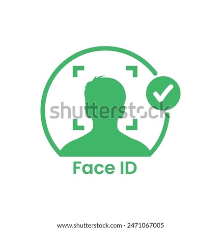 face id approved green logo. simple flat trend modern faceid logotype graphic design isolated on white. concept of gaining access to smart phone or personal