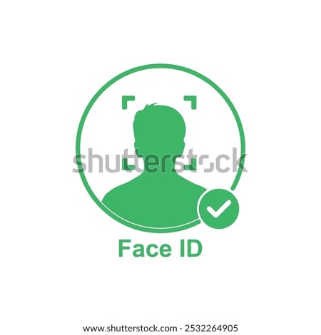 face id approved green logo. simple flat trend modern faceid logotype graphic design isolated on white. concept of gaining access to smart phone or personal
