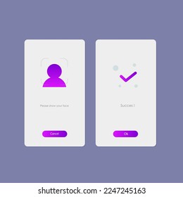 Face ID Authentication Mobile App UI Kit Vector Design