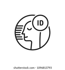 face id black thin line icon. linear flat trend modern logotype lineart graphic art design isolated on white background. concept of unlocking smartphone with faceid and facial scanning for fast access