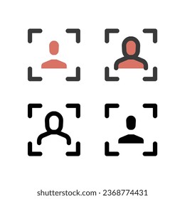 Face id, Facial authentication, face Scan detection. Biometric identification. Facial recognition, cyber security. Face recognition outline icon. Vector illustration. Design, white background EPS10