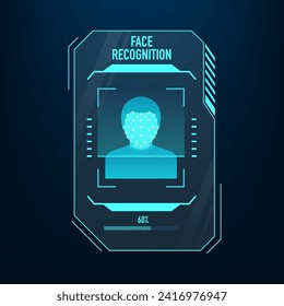 Face ID, facial recognition, biometric identification, personal verification, cyber protection, identity detection AI algorithms. Concept for future, security, and scanning. Vector illustration