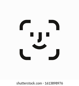 face id icon for approving the face password, identification icon. Facial recognition scan. Face Security process