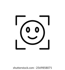 face id icon Black and white outline vector