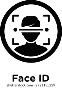 Face ID Icon – Black and White Biometric Authentication Symbol with Scanning Frame