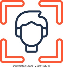 Face Id Icon Color Line Vector Illustration