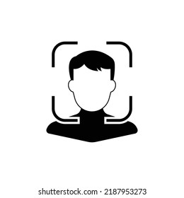 Diseño de iconos de id. de cara. símbolo relacionado con la identificación y el reconocimiento. Protección de acceso de exploración de tecnología. aislado en fondo blanco
