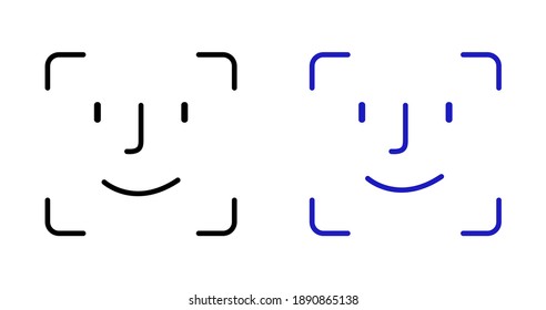 Face Id Icon. Facial Recognition System Signs On White Background.Vector.10EPS