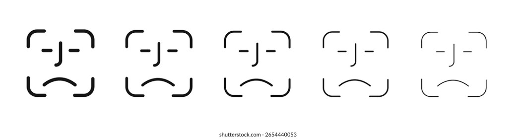 Logo de conjunto de ilustración plana de icono de identificación facial
